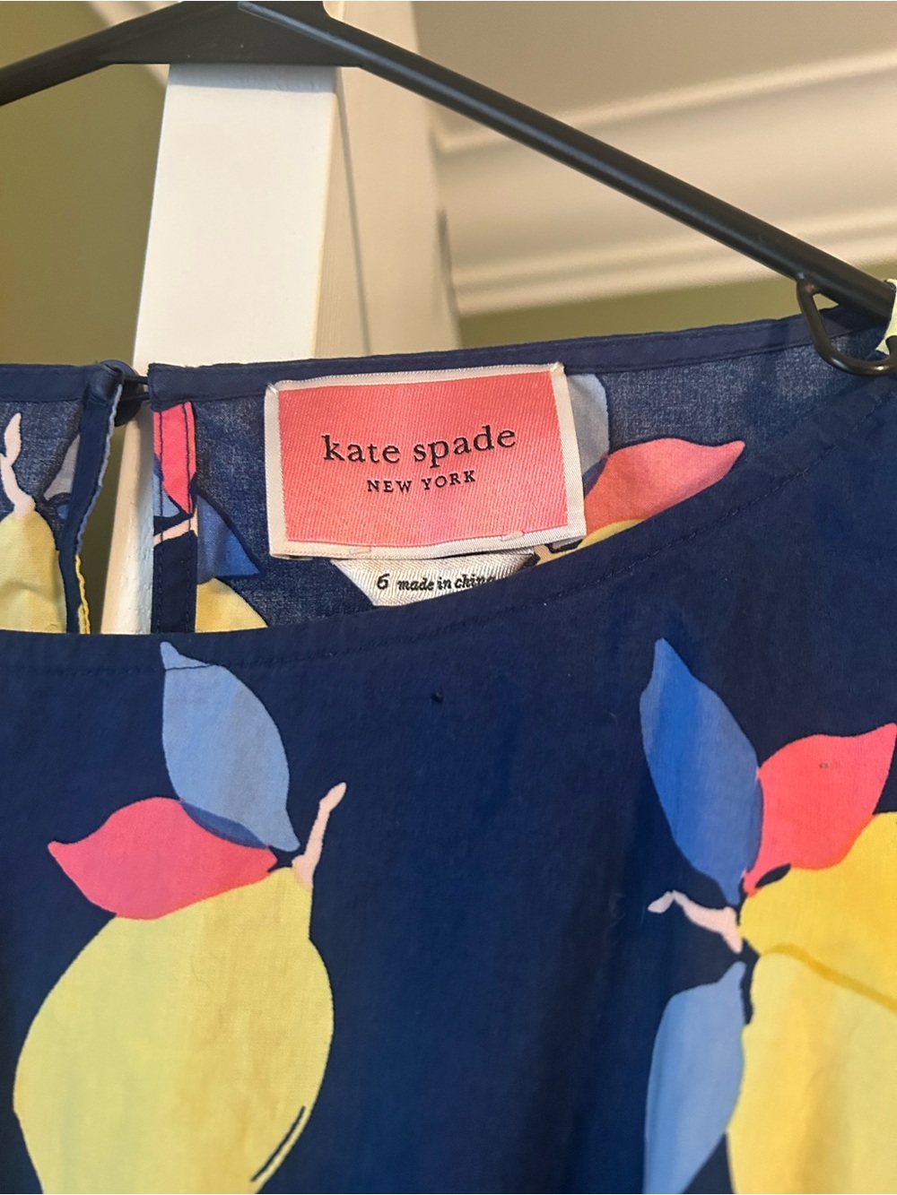 kate spade Navy Lemon-Print Midi Dress - Picture 2 of 3